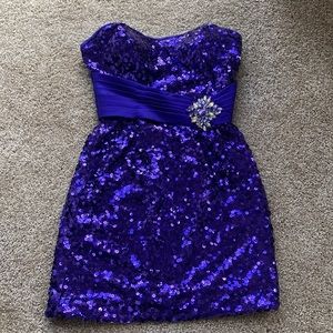 Purple sequin strapless dress